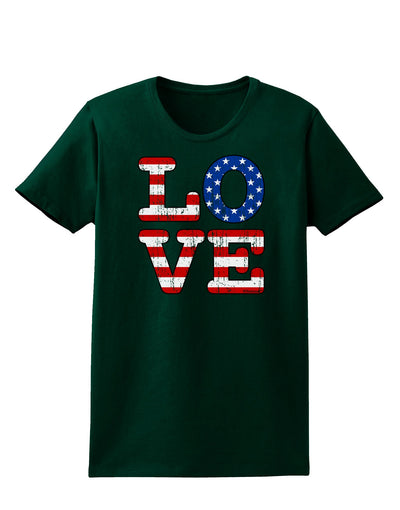 American Love Design - Distressed Womens Dark T-Shirt by TooLoud-Womens T-Shirt-TooLoud-Forest-Green-Small-Davson Sales