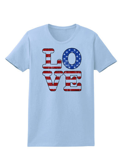 American Love Design - Distressed Womens T-Shirt by TooLoud-Womens T-Shirt-TooLoud-Light-Blue-X-Small-Davson Sales