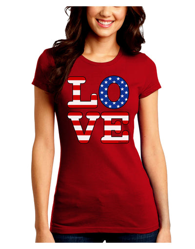 American Love Design Juniors Crew Dark T-Shirt by TooLoud-T-Shirts Juniors Tops-TooLoud-Red-Juniors Fitted Small-Davson Sales