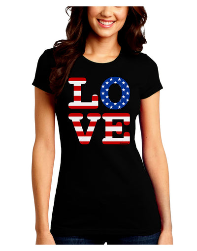 American Love Design Juniors Crew Dark T-Shirt by TooLoud-T-Shirts Juniors Tops-TooLoud-Black-Juniors Fitted Small-Davson Sales