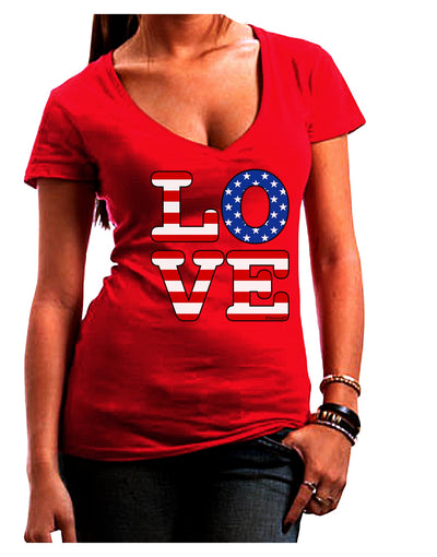 American Love Design Juniors V-Neck Dark T-Shirt by TooLoud-Womens V-Neck T-Shirts-TooLoud-Red-Juniors Fitted Small-Davson Sales