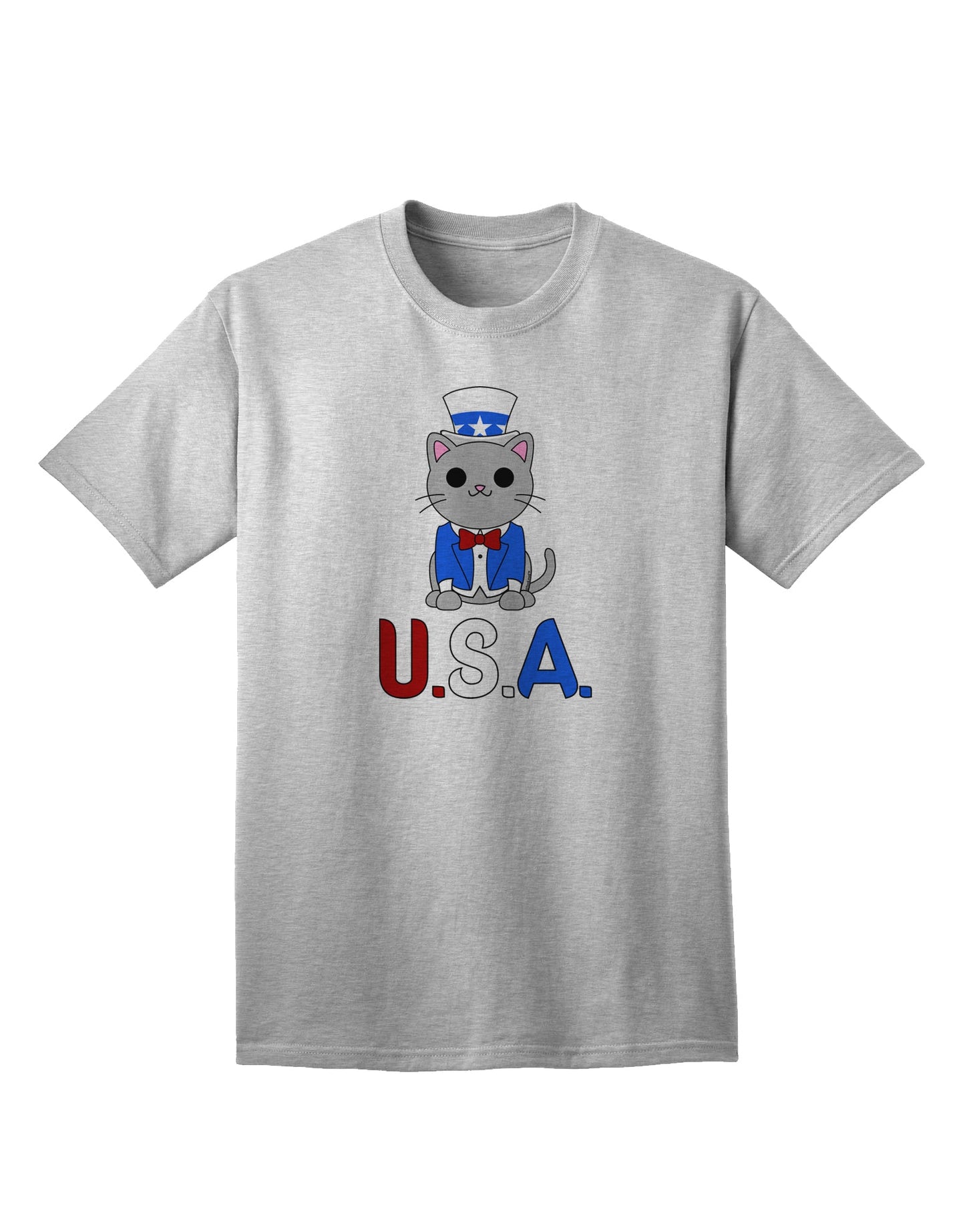 American Pride: Adult T-Shirt featuring Patriotic Cat by TooLoud-Mens T-shirts-TooLoud-AshGray-Small-Davson Sales
