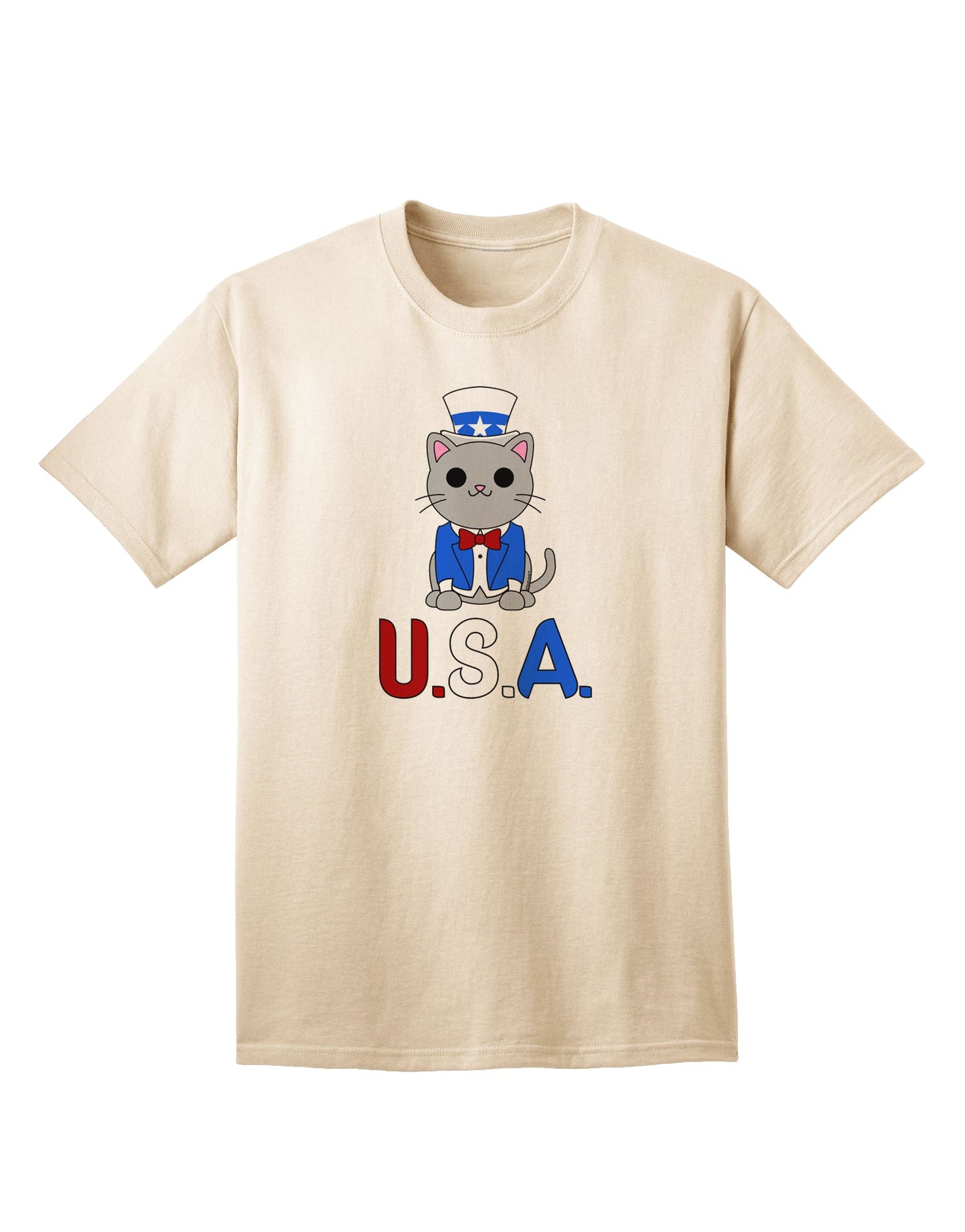 American Pride: Adult T-Shirt featuring Patriotic Cat by TooLoud-Mens T-shirts-TooLoud-Natural-Small-Davson Sales
