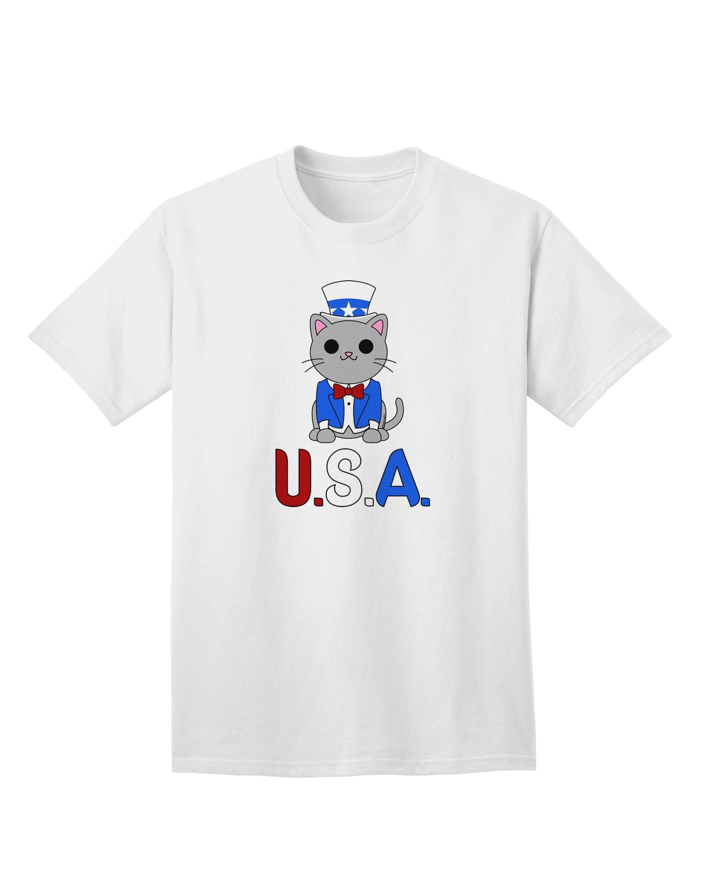 American Pride: Adult T-Shirt featuring Patriotic Cat by TooLoud-Mens T-shirts-TooLoud-White-Small-Davson Sales