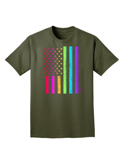 American Pride - Rainbow Flag Adult Dark T-Shirt-Mens T-Shirt-TooLoud-Military-Green-Small-Davson Sales