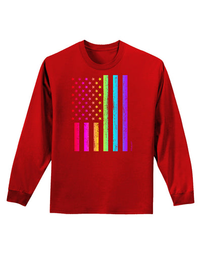 American Pride - Rainbow Flag Adult Long Sleeve Dark T-Shirt-TooLoud-Red-Small-Davson Sales