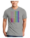 American Pride - Rainbow Flag Adult V-Neck T-shirt-Mens V-Neck T-Shirt-TooLoud-HeatherGray-Small-Davson Sales
