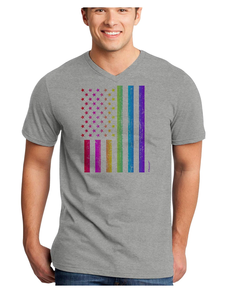 American Pride - Rainbow Flag Adult V-Neck T-shirt-Mens V-Neck T-Shirt-TooLoud-White-Small-Davson Sales