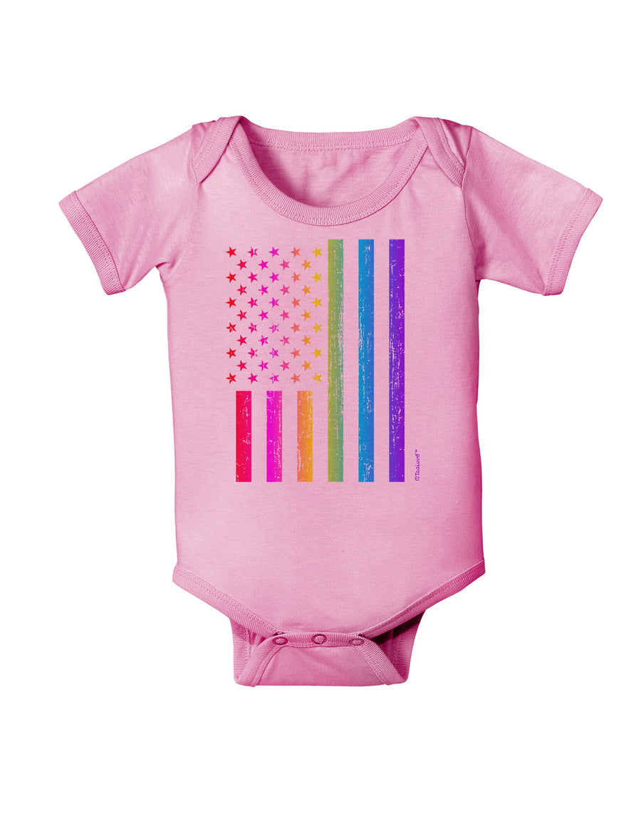 American Pride - Rainbow Flag Baby Romper Bodysuit-Baby Romper-TooLoud-White-06-Months-Davson Sales