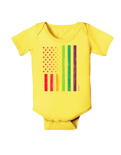 American Pride - Rainbow Flag Baby Romper Bodysuit-Baby Romper-TooLoud-Yellow-06-Months-Davson Sales