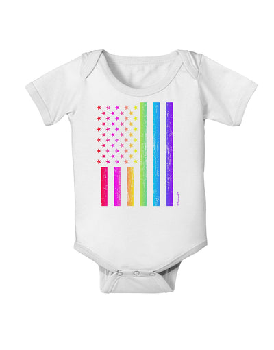 American Pride - Rainbow Flag Baby Romper Bodysuit-Baby Romper-TooLoud-White-06-Months-Davson Sales