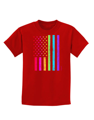 American Pride - Rainbow Flag Childrens Dark T-Shirt-Childrens T-Shirt-TooLoud-Red-X-Small-Davson Sales