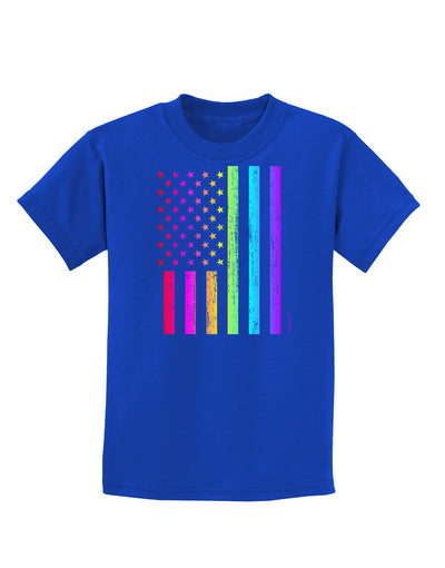 American Pride - Rainbow Flag Childrens Dark T-Shirt-Childrens T-Shirt-TooLoud-Royal-Blue-X-Small-Davson Sales