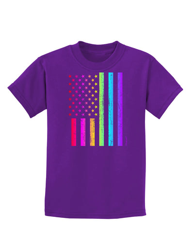 American Pride - Rainbow Flag Childrens Dark T-Shirt-Childrens T-Shirt-TooLoud-Purple-X-Small-Davson Sales