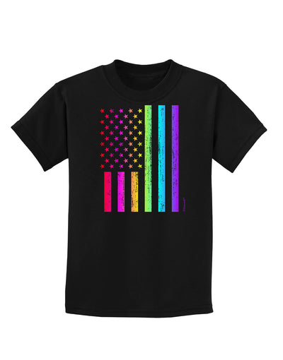 American Pride - Rainbow Flag Childrens Dark T-Shirt-Childrens T-Shirt-TooLoud-Black-X-Small-Davson Sales