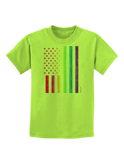 American Pride - Rainbow Flag Childrens T-Shirt-Childrens T-Shirt-TooLoud-Lime-Green-X-Small-Davson Sales