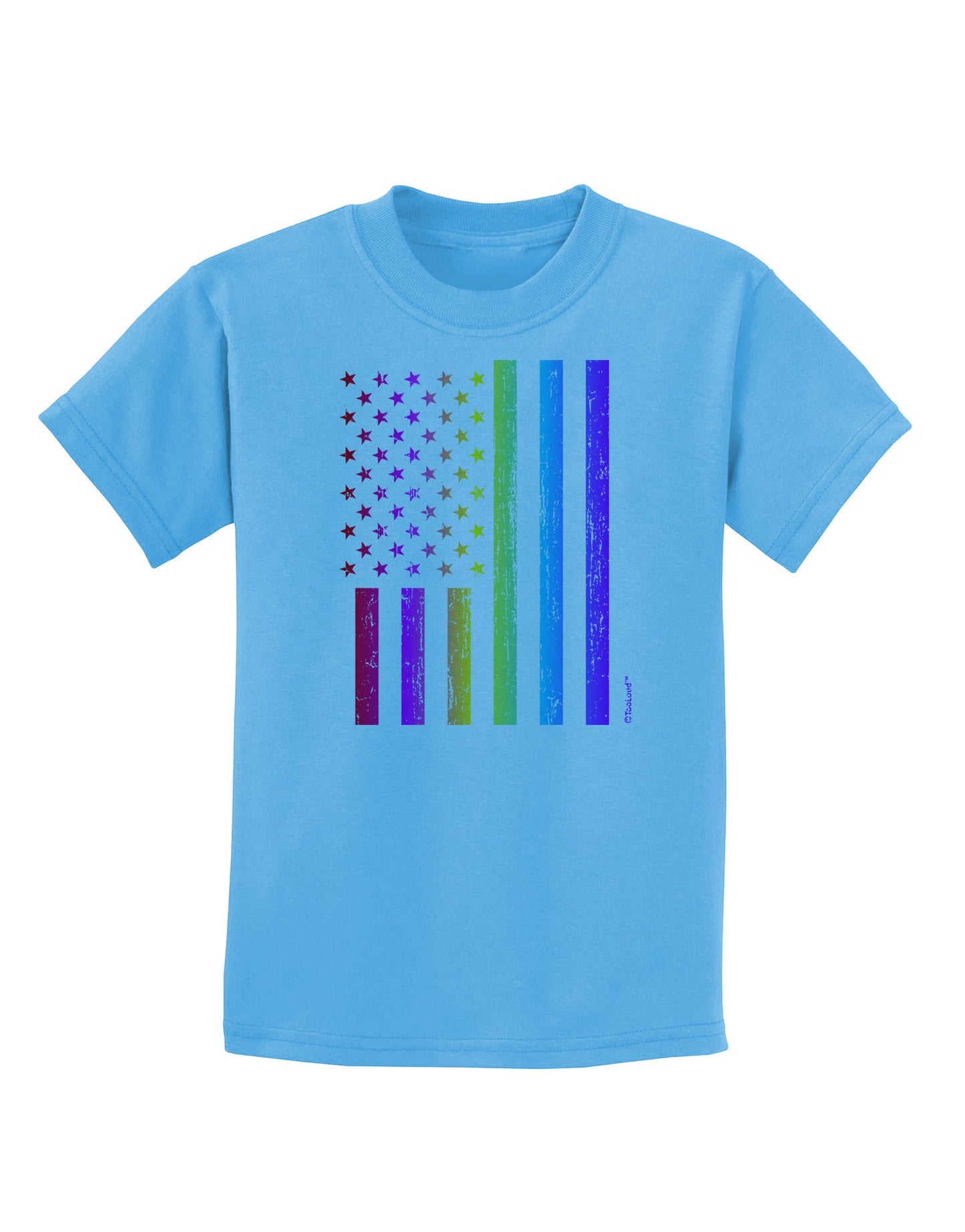 American Pride - Rainbow Flag Childrens T-Shirt-Childrens T-Shirt-TooLoud-Aquatic-Blue-X-Small-Davson Sales