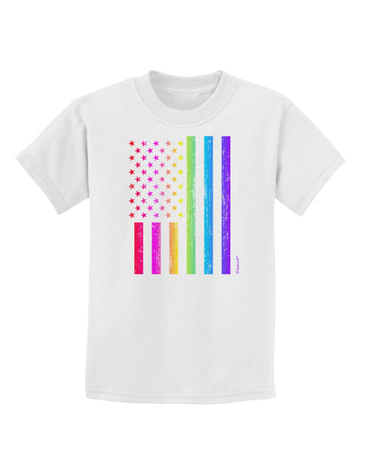 American Pride - Rainbow Flag Childrens T-Shirt-Childrens T-Shirt-TooLoud-White-X-Small-Davson Sales