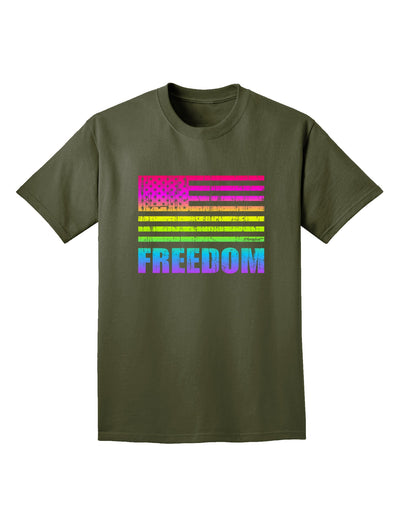 American Pride - Rainbow Flag - Freedom Adult Dark T-Shirt-Mens T-Shirt-TooLoud-Military-Green-Small-Davson Sales