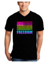 American Pride - Rainbow Flag - Freedom Adult Dark V-Neck T-Shirt-TooLoud-Black-Small-Davson Sales