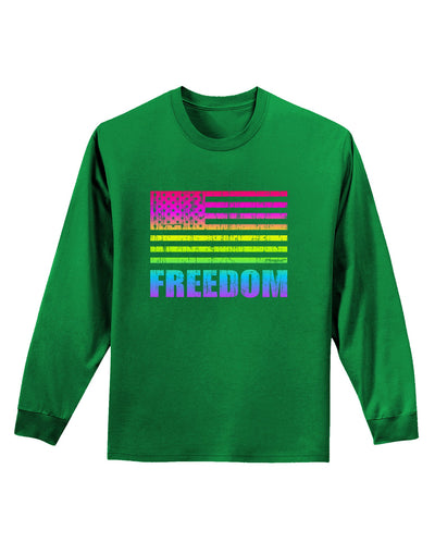 American Pride - Rainbow Flag - Freedom Adult Long Sleeve Dark T-Shirt-TooLoud-Kelly-Green-Small-Davson Sales