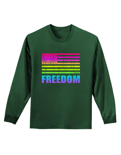 American Pride - Rainbow Flag - Freedom Adult Long Sleeve Dark T-Shirt-TooLoud-Dark-Green-Small-Davson Sales