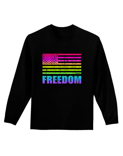 American Pride - Rainbow Flag - Freedom Adult Long Sleeve Dark T-Shirt-TooLoud-Black-Small-Davson Sales