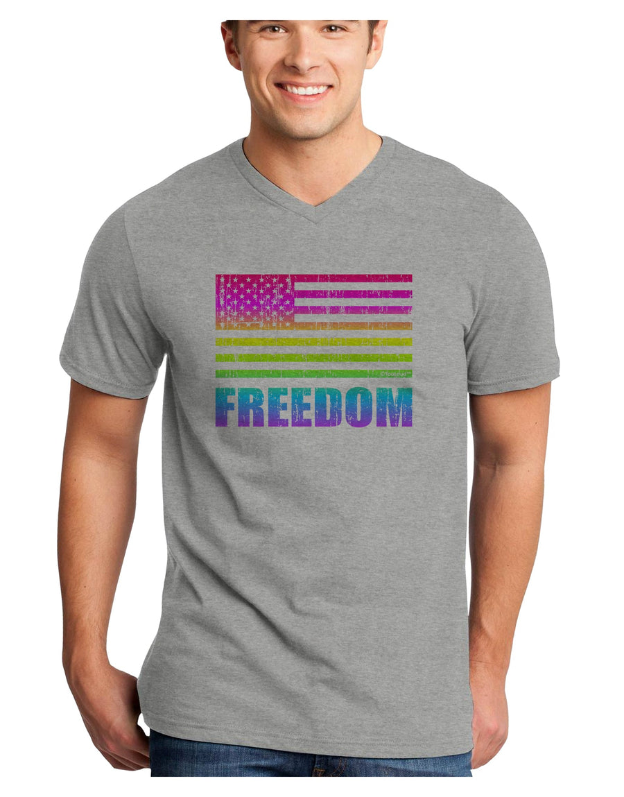 American Pride - Rainbow Flag - Freedom Adult V-Neck T-shirt-Mens V-Neck T-Shirt-TooLoud-White-Small-Davson Sales