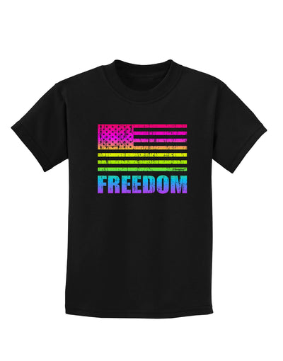 American Pride - Rainbow Flag - Freedom Childrens Dark T-Shirt-Childrens T-Shirt-TooLoud-Black-X-Small-Davson Sales