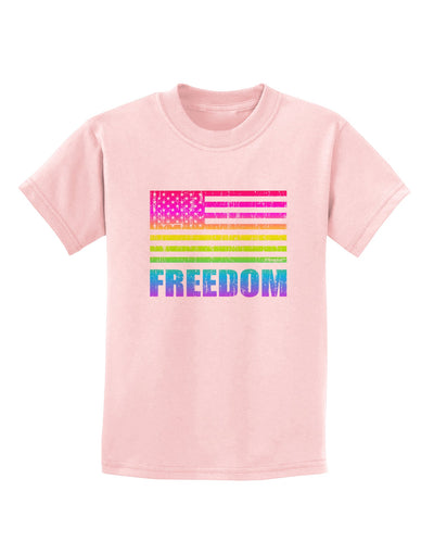 American Pride - Rainbow Flag - Freedom Childrens T-Shirt-Childrens T-Shirt-TooLoud-PalePink-X-Small-Davson Sales