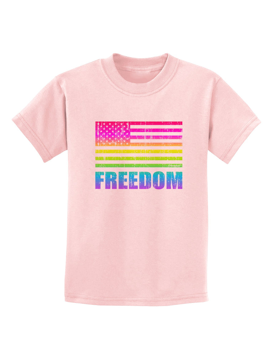 American Pride - Rainbow Flag - Freedom Childrens T-Shirt-Childrens T-Shirt-TooLoud-White-X-Small-Davson Sales