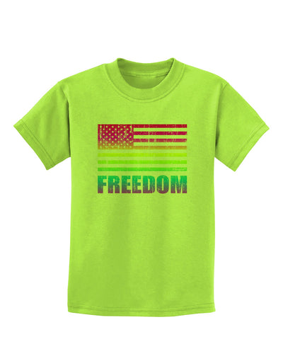 American Pride - Rainbow Flag - Freedom Childrens T-Shirt-Childrens T-Shirt-TooLoud-Lime-Green-X-Small-Davson Sales