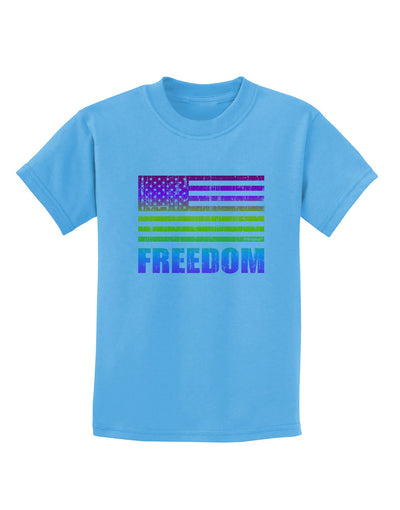 American Pride - Rainbow Flag - Freedom Childrens T-Shirt-Childrens T-Shirt-TooLoud-Aquatic-Blue-X-Small-Davson Sales