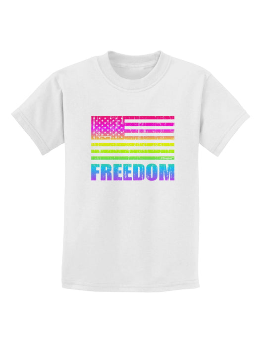 American Pride - Rainbow Flag - Freedom Childrens T-Shirt-Childrens T-Shirt-TooLoud-White-X-Small-Davson Sales