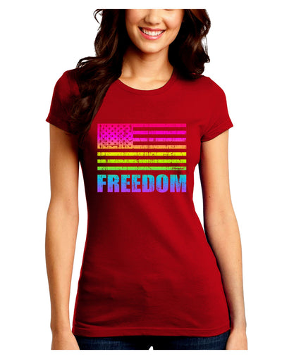 American Pride - Rainbow Flag - Freedom Juniors Crew Dark T-Shirt-T-Shirts Juniors Tops-TooLoud-Red-Juniors Fitted Small-Davson Sales