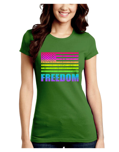 American Pride - Rainbow Flag - Freedom Juniors Crew Dark T-Shirt-T-Shirts Juniors Tops-TooLoud-Kiwi-Green-Juniors Fitted Small-Davson Sales