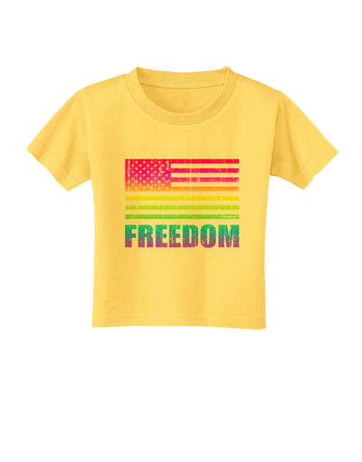 American Pride - Rainbow Flag - Freedom Toddler T-Shirt-Toddler T-Shirt-TooLoud-Yellow-2T-Davson Sales