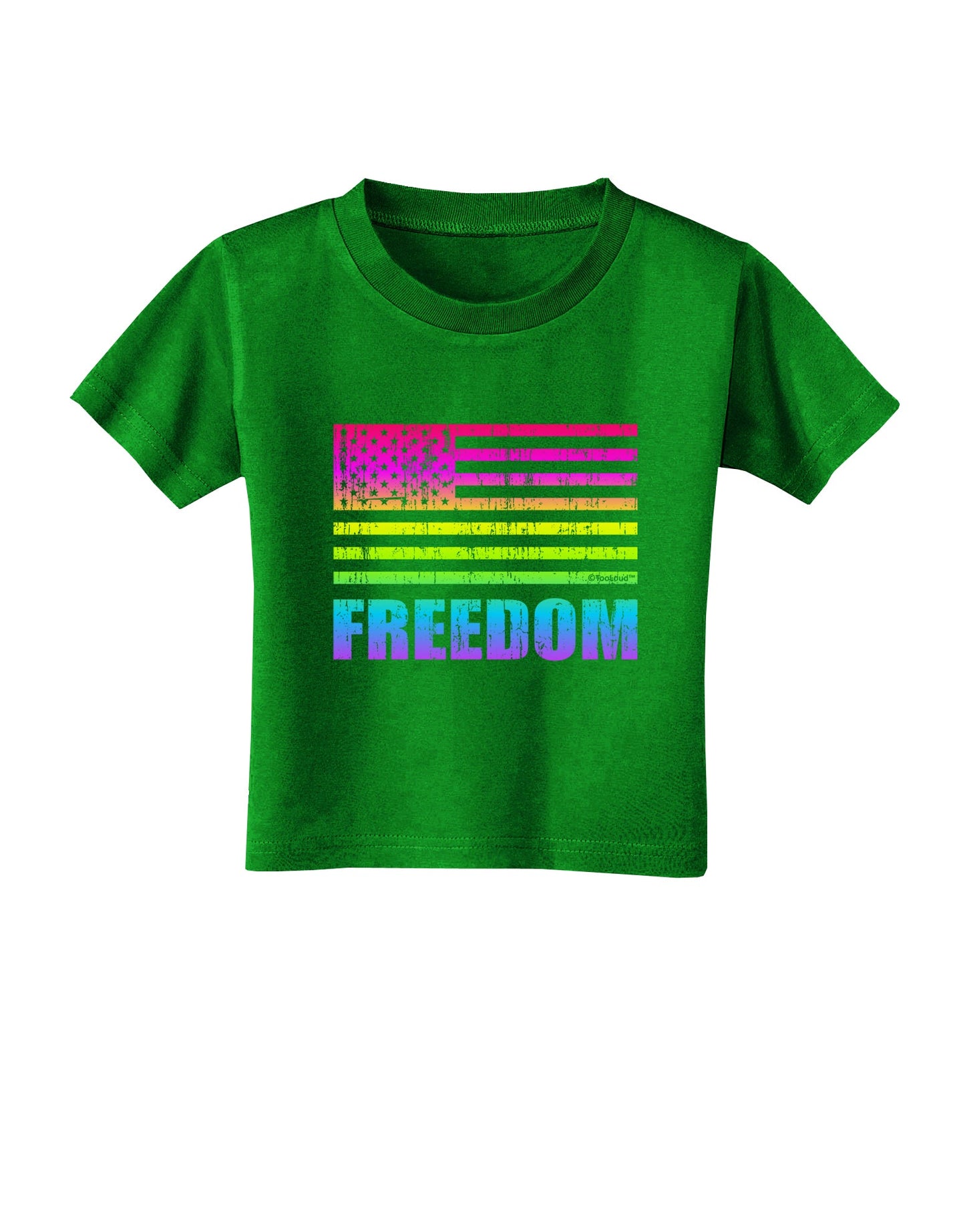 American Pride - Rainbow Flag - Freedom Toddler T-Shirt Dark-Toddler T-Shirt-TooLoud-Clover-Green-2T-Davson Sales