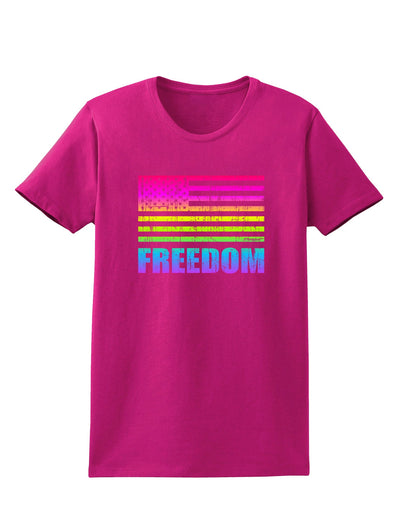 American Pride - Rainbow Flag - Freedom Womens Dark T-Shirt-TooLoud-Hot-Pink-Small-Davson Sales