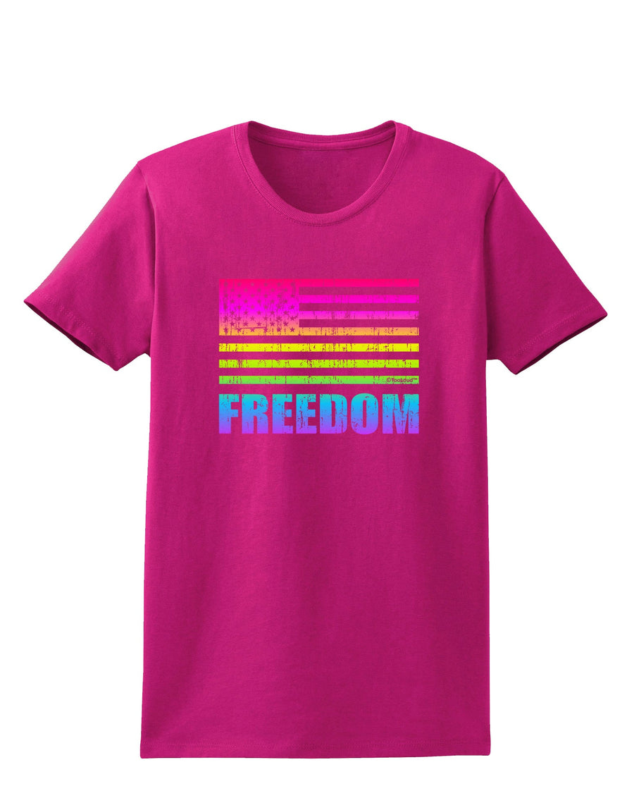 American Pride - Rainbow Flag - Freedom Womens Dark T-Shirt-TooLoud-Black-X-Small-Davson Sales