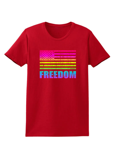 American Pride - Rainbow Flag - Freedom Womens Dark T-Shirt-TooLoud-Red-X-Small-Davson Sales