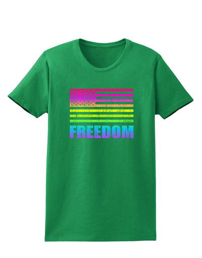 American Pride - Rainbow Flag - Freedom Womens Dark T-Shirt-TooLoud-Kelly-Green-X-Small-Davson Sales