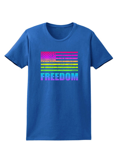 American Pride - Rainbow Flag - Freedom Womens Dark T-Shirt-TooLoud-Royal-Blue-X-Small-Davson Sales