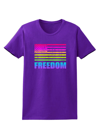 American Pride - Rainbow Flag - Freedom Womens Dark T-Shirt-TooLoud-Purple-X-Small-Davson Sales