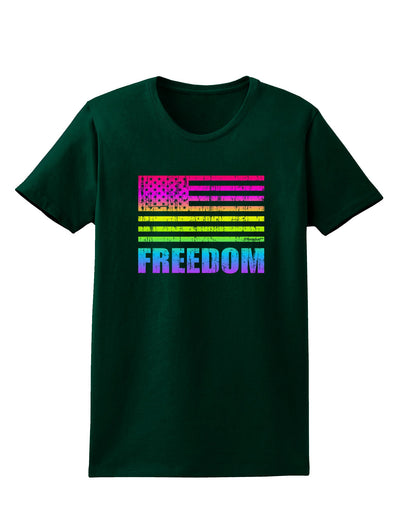 American Pride - Rainbow Flag - Freedom Womens Dark T-Shirt-TooLoud-Forest-Green-Small-Davson Sales