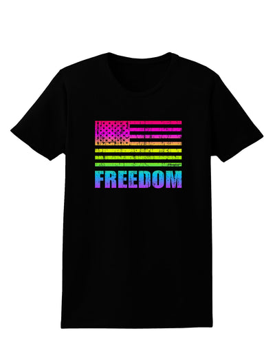 American Pride - Rainbow Flag - Freedom Womens Dark T-Shirt-TooLoud-Black-X-Small-Davson Sales