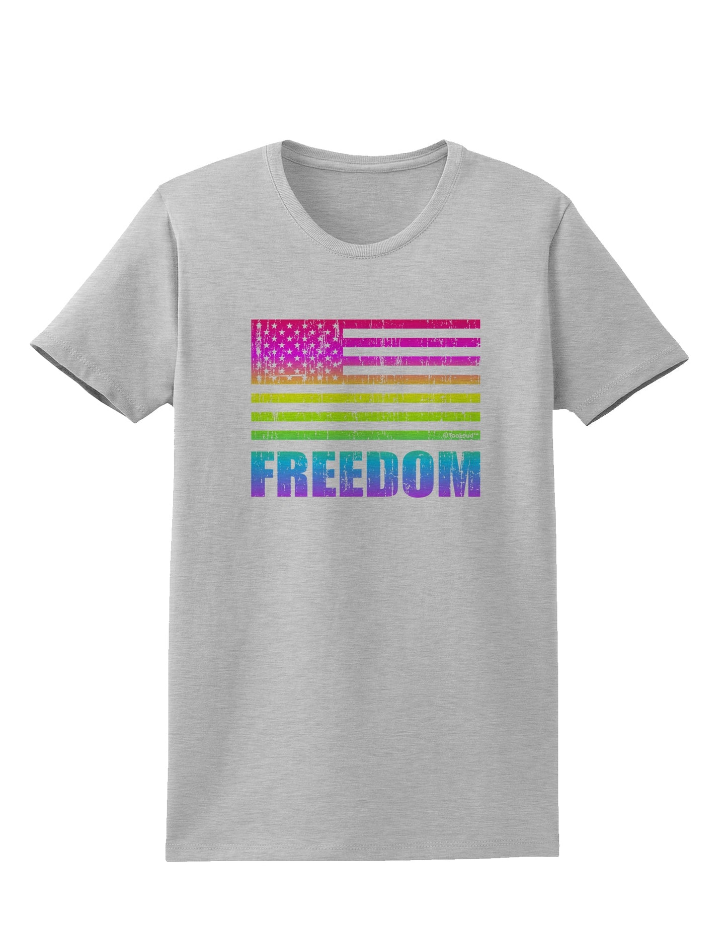 American Pride - Rainbow Flag - Freedom Womens T-Shirt-Womens T-Shirt-TooLoud-AshGray-X-Small-Davson Sales