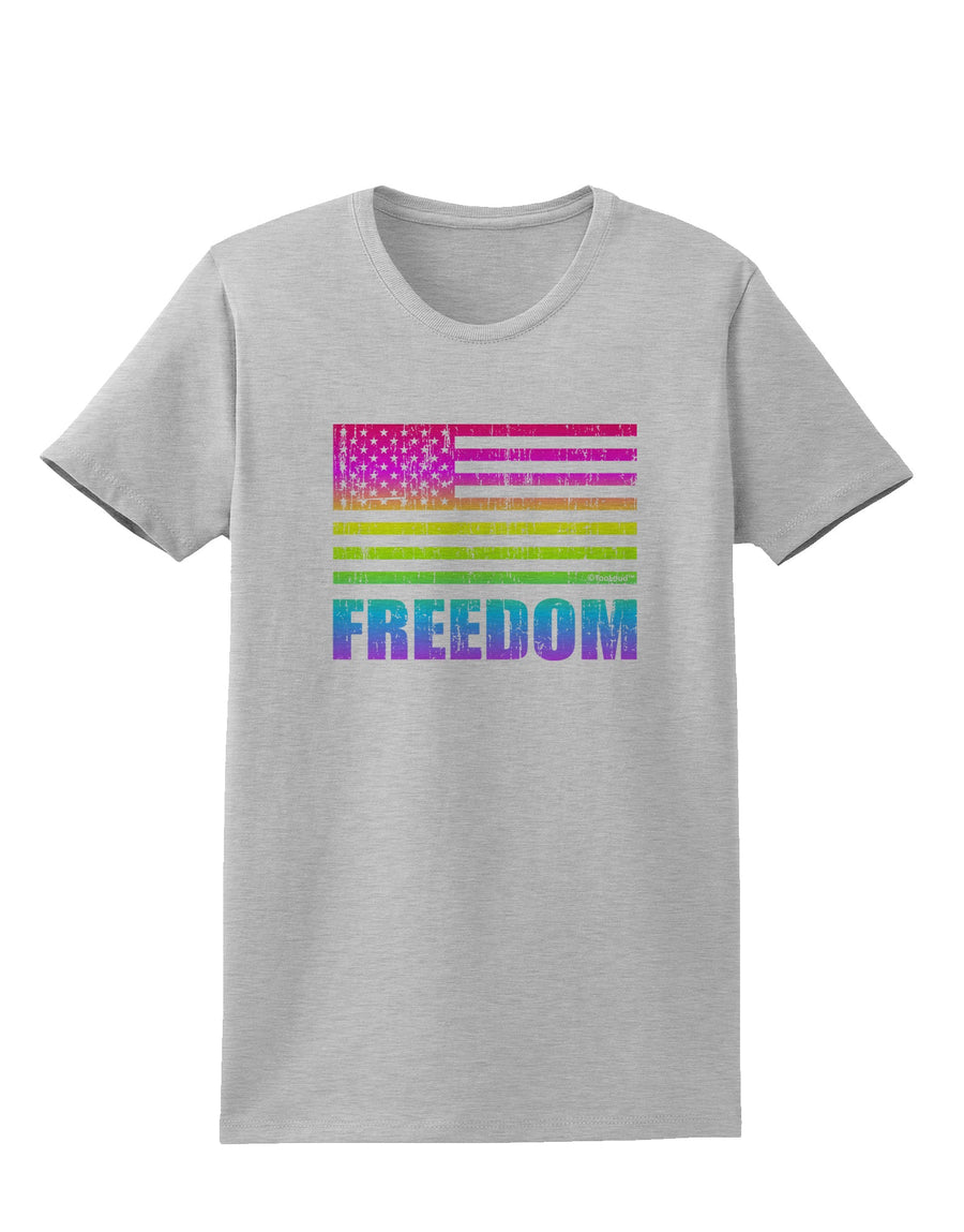 American Pride - Rainbow Flag - Freedom Womens T-Shirt-Womens T-Shirt-TooLoud-White-X-Small-Davson Sales