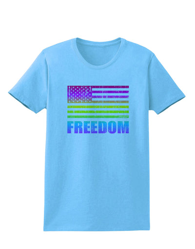 American Pride - Rainbow Flag - Freedom Womens T-Shirt-Womens T-Shirt-TooLoud-Aquatic-Blue-X-Small-Davson Sales