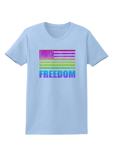 American Pride - Rainbow Flag - Freedom Womens T-Shirt-Womens T-Shirt-TooLoud-Light-Blue-X-Small-Davson Sales